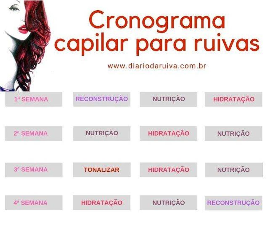 Fashion CRONOGRAMA PARA RUIVAS