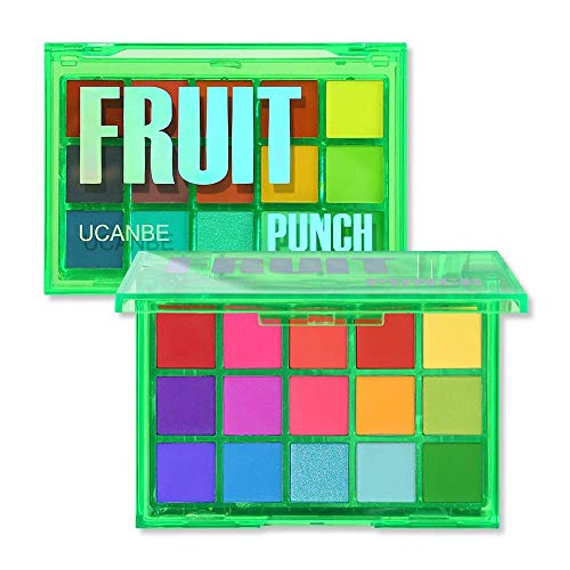 Productos 15 colores Sweet Party Paleta de sombras de ojos Paleta de maquillaje de neón Brillo mate Sombras de brillo Polvo de pigmento mezclable metálico Paleta de sombras de ojos multiusos # Ponche de frutas