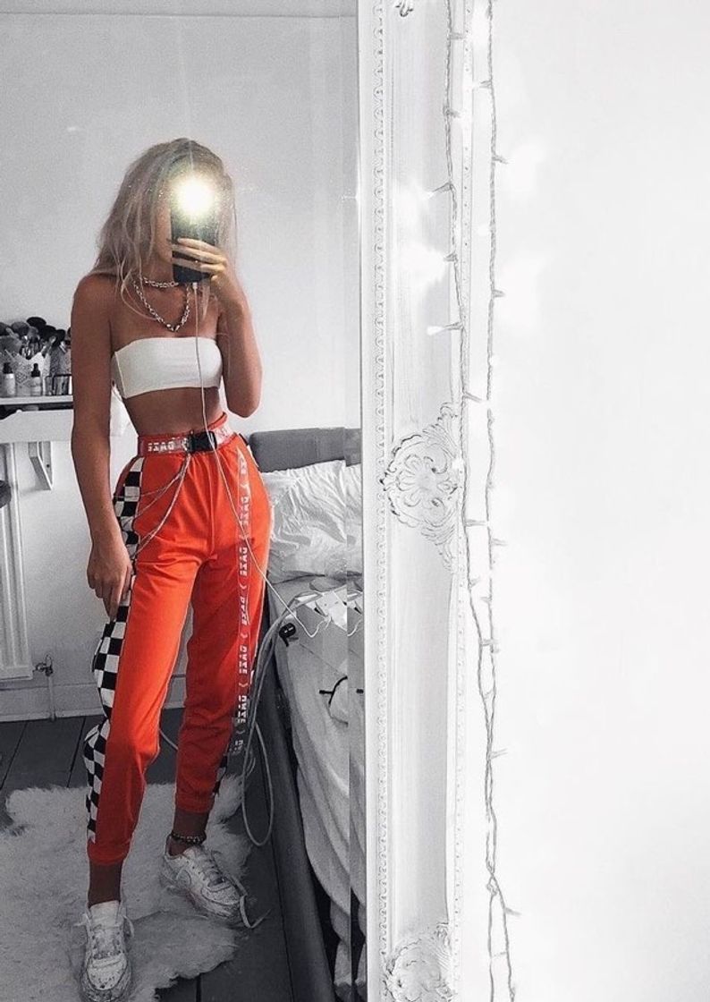 Moda Calça jogger laranja 