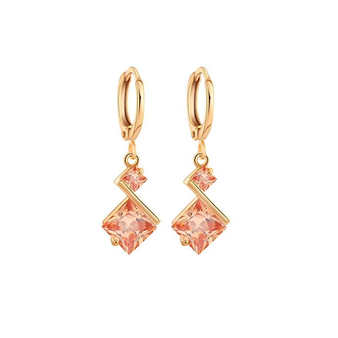 Product Yazilind oro 18K plateó los pendientes de circonio cúbico del embutido con encanto cuelga del aro para regalo de las mujeres champán