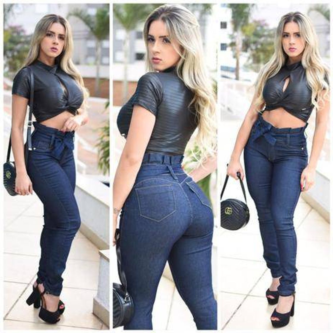 Moda Calça Jeans Feminina Skinny Babado Laço vai com você a todo 