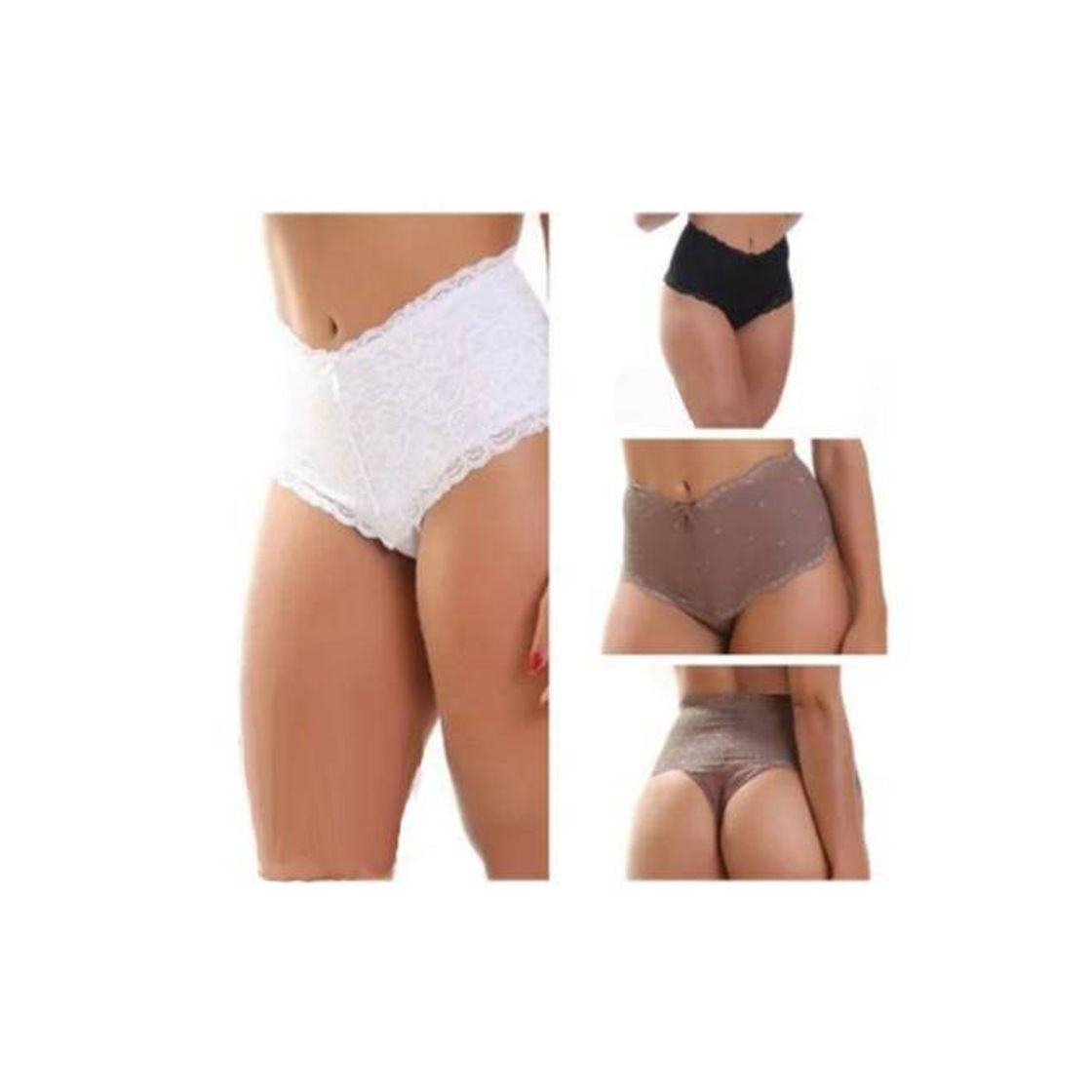 Moda Kit com 12 Calcinha Cinta Feminina Cós Alto Reforçada