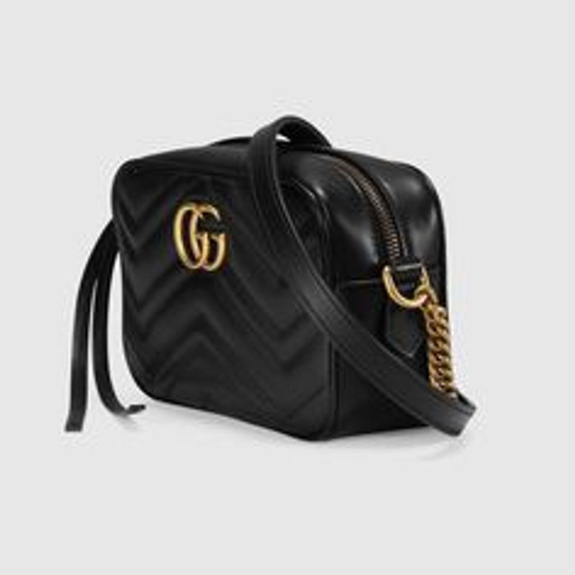 Social Gucci Logo Signature Print Side Messenger Bandolera cruzada de cuero negro Italia