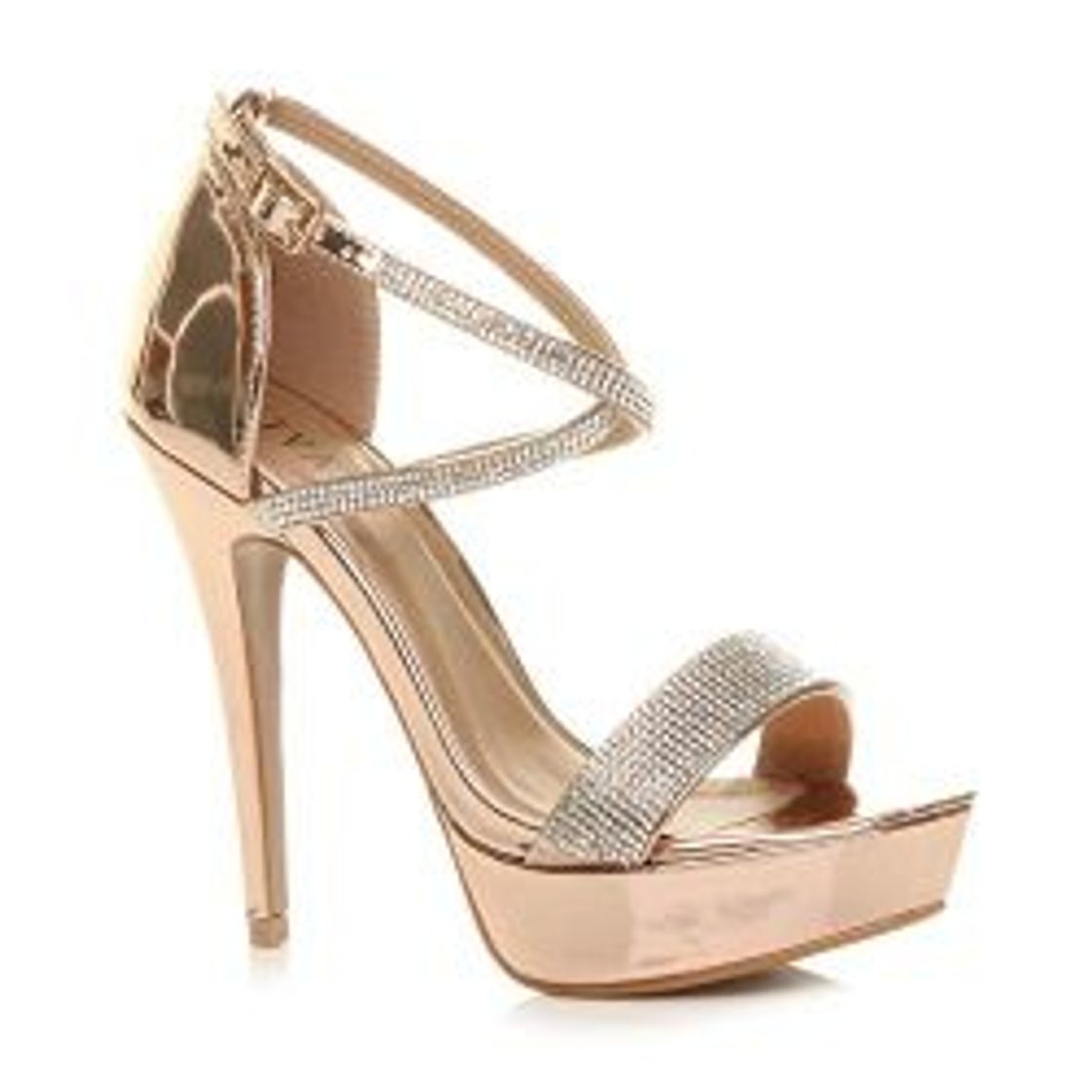 Social Mujeres tacón Alto Plataforma Fiesta Noche Boda Zapatos de Punta Abierta Sandalias de Tiras Cruzado número 7 40