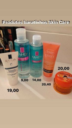 Produtos de skin care e seus preços 