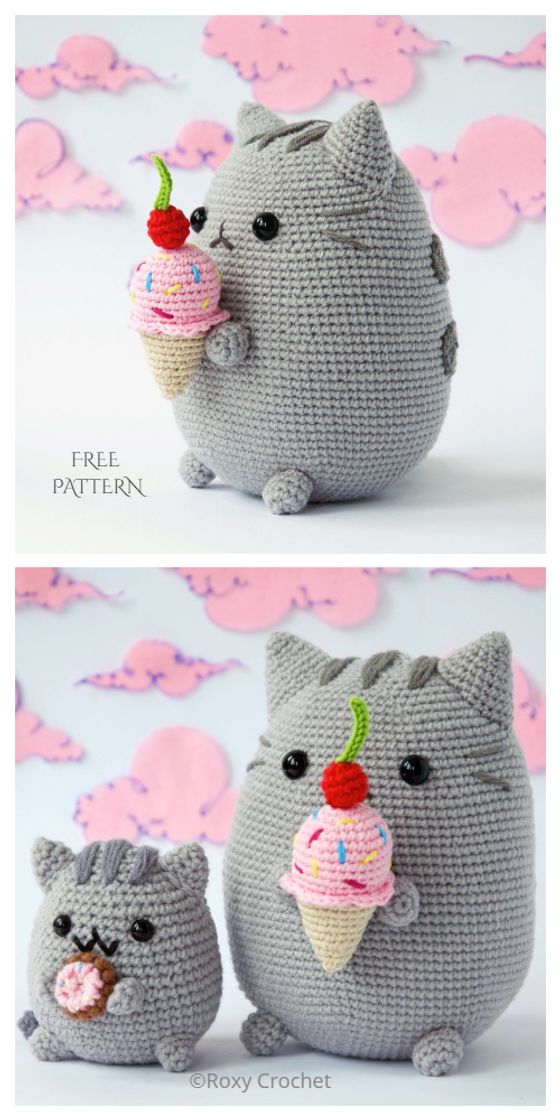 Fashion Amigurumi Pusheen the cat with ice cream(by: Roxy's crochet)