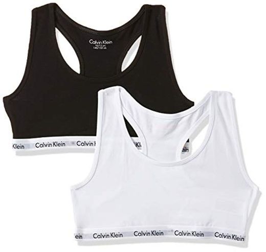 Calvin Klein 2pk Bralette Sujetador, White/Black 908, 152-164