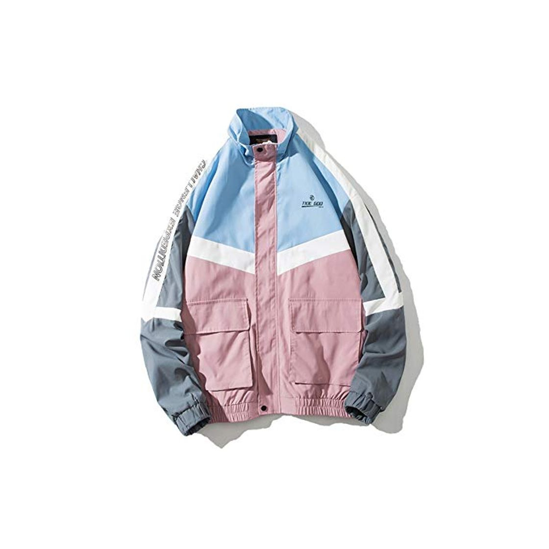 Fashion Hombre Otoño Color Costura Abrigo Chaqueta Streetwear Clothest Casual Hip Hop Flying Jacket Pink XXXL