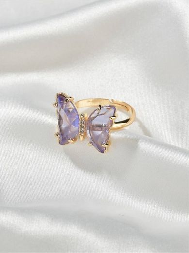 Gemstone Decor Butterfly Decor Ring