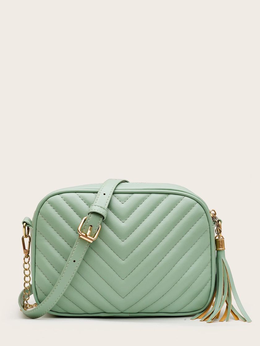 Fashion Bolsa verde chevron crossbody