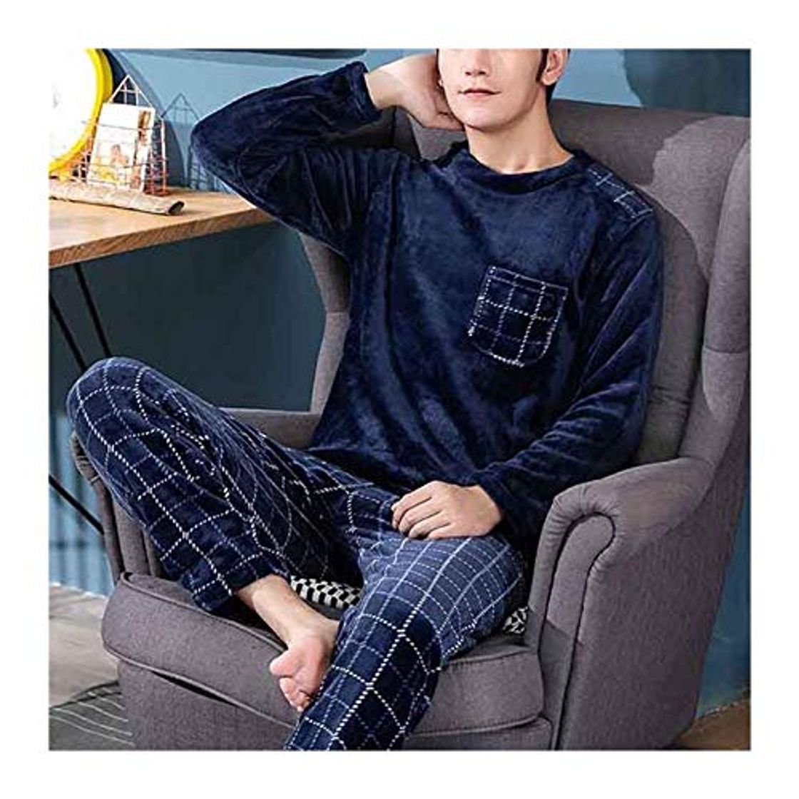 Fashion Beapet Pijamas Pijamas Hombres Ropa de Dormir Caliente Franela de los Hombres