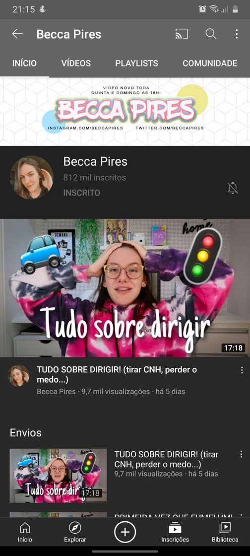 Social canal no YouTube 