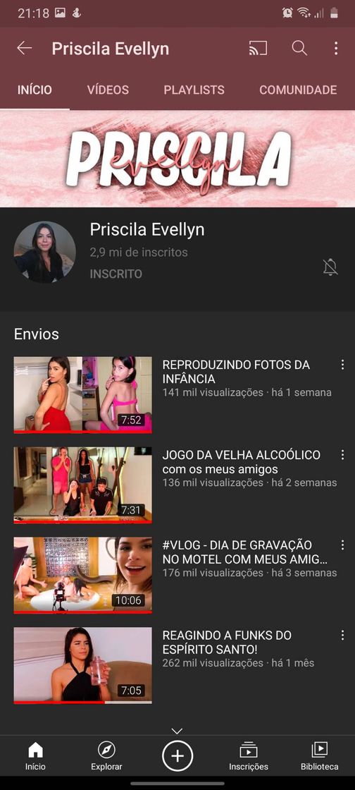 Social canal no YouTube 