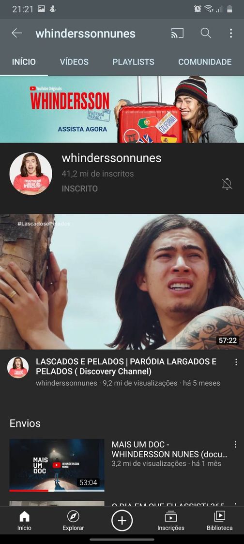 Social  canal no YouTube