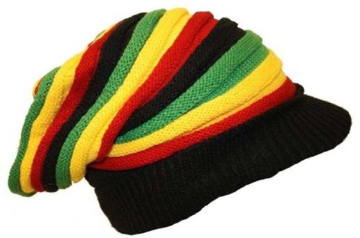 Gorro estilo Bob Marley Rasta Reggae gorro largo con pico de nuevo en bolsa sellada Slouch Baggie Rastafarian