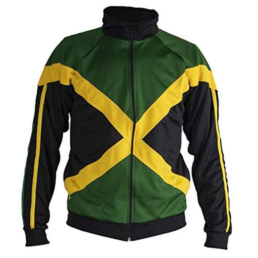 JL Sport Auténtica Jamaica Reggae Hombrega Larga Cremallera De La Chaqueta -