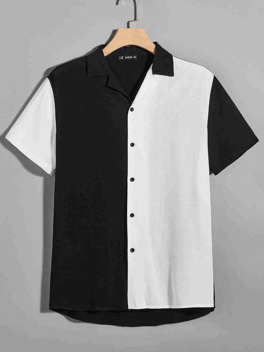 Fashion Blusa preta e branca masculina