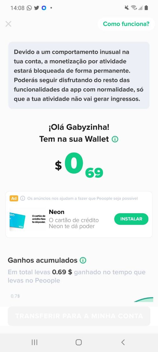 Apps Fui bloqueada com um motivo nada ver 