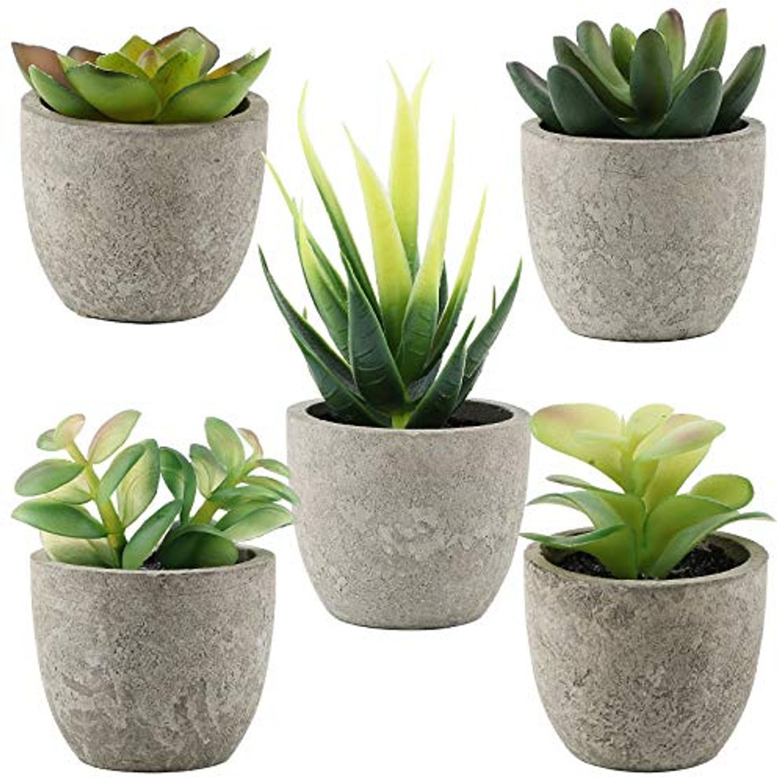 Elemento de la categoría hogar VINFUTUR 5pcs Suculentas Artificiales Decorativas Plantas con Maceta Falsa Plantas Decoración Adornos Suculentas para Mesa Hogar Oficina Baño Cocina Balcón