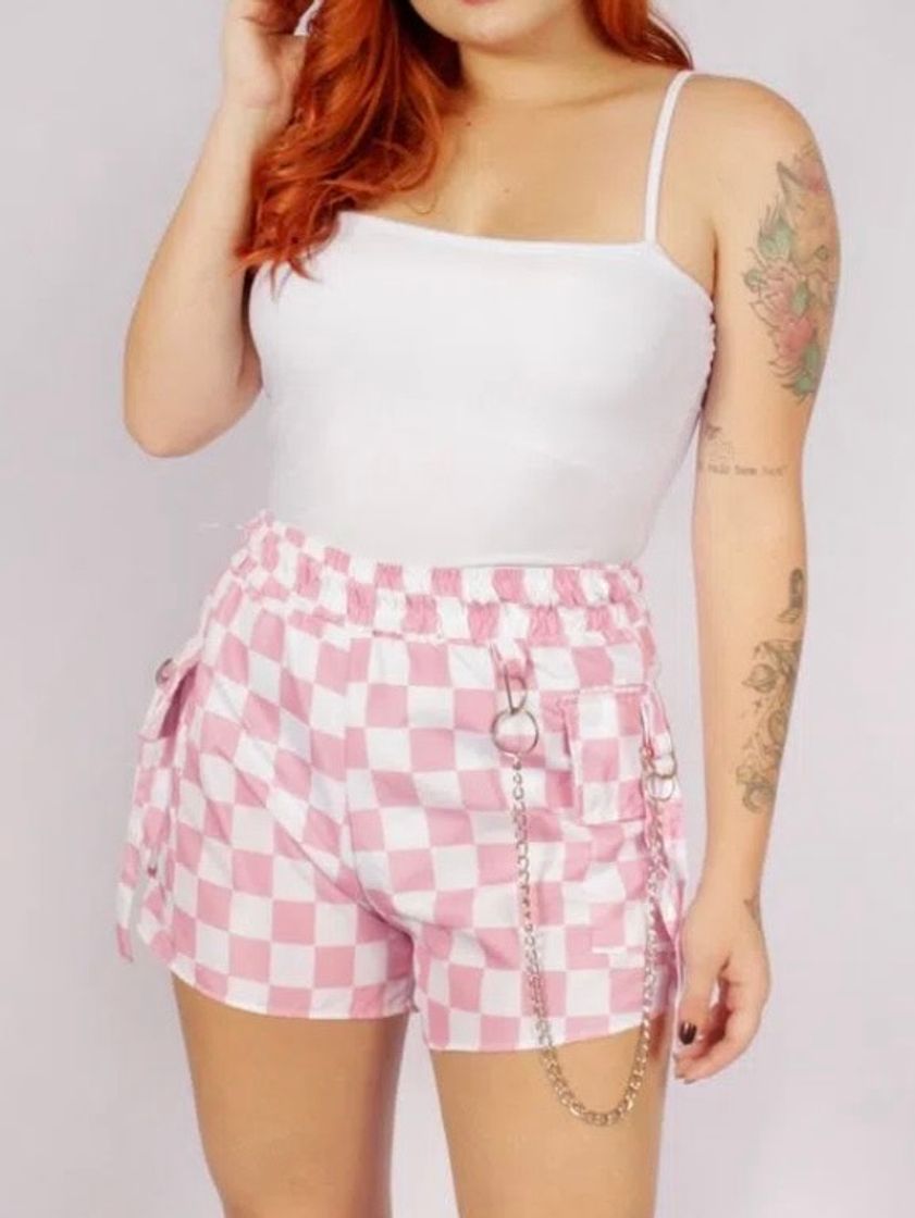 Moda SHORT XADREZ ROSA