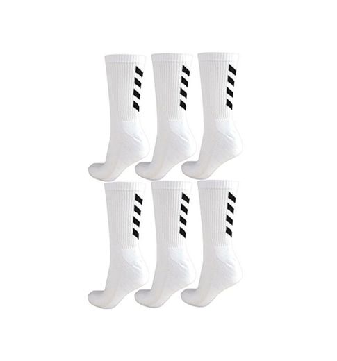 Hummel – Juego de 6 pares de calcetines unisex, color negro/blanco, con