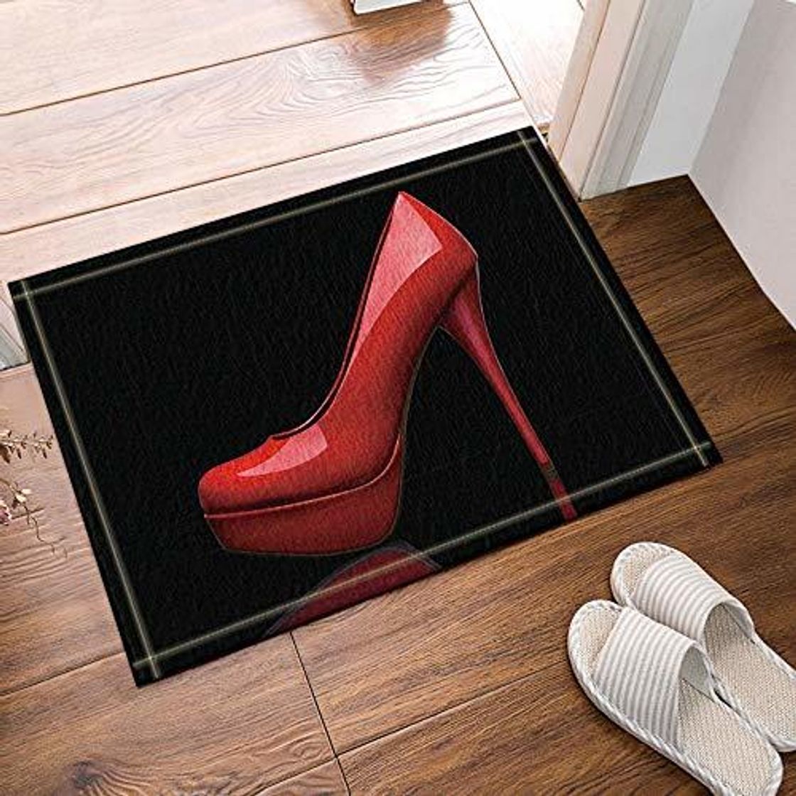 Belleza Creative Sex Woman Decor Tacones rojos en alfombras de baño negras Alfombrilla