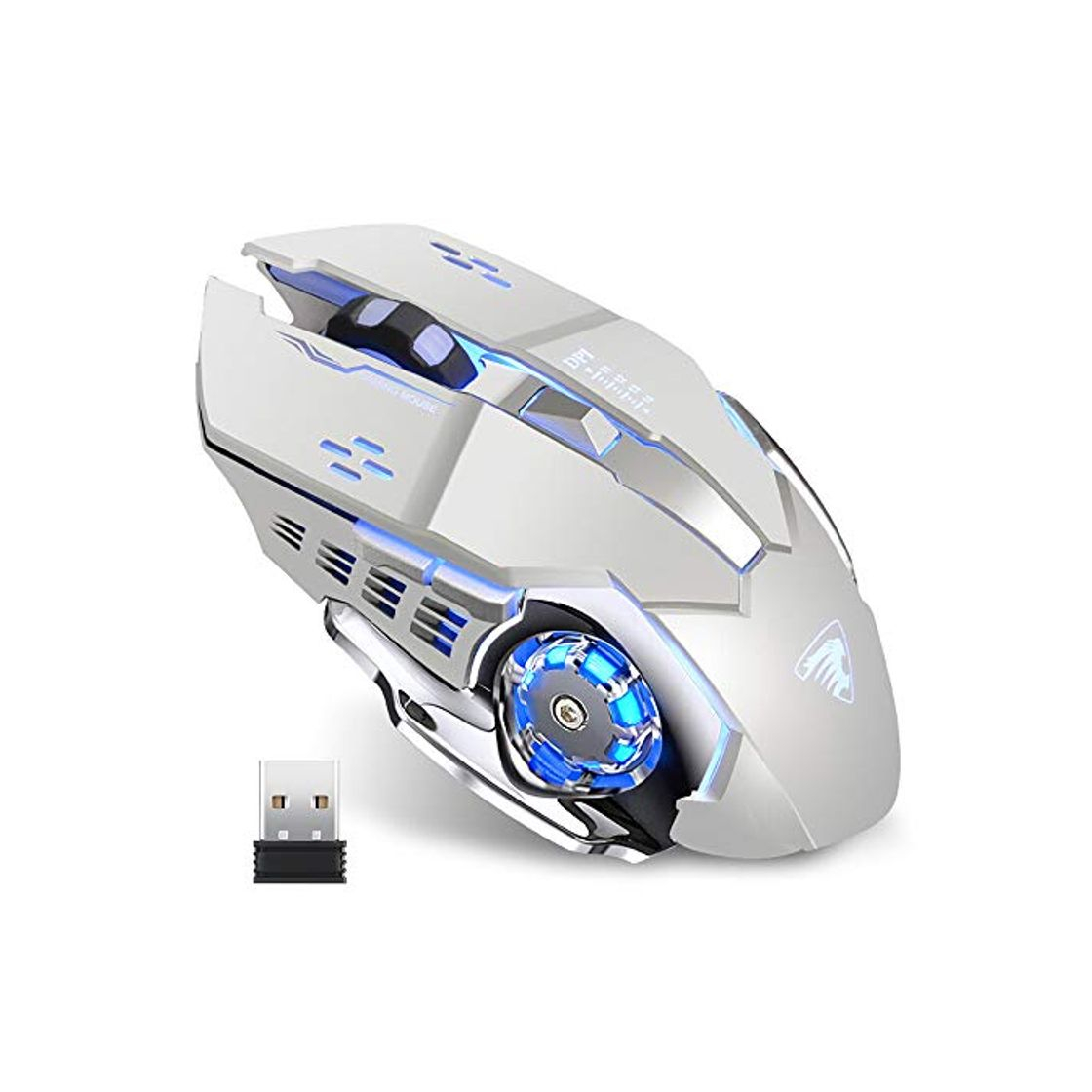 Electronic TENMOS T85 Raton Inalambrico Gaming,2.4G USB LED Recargable Inalámbrico silencioso óptico, Sleep