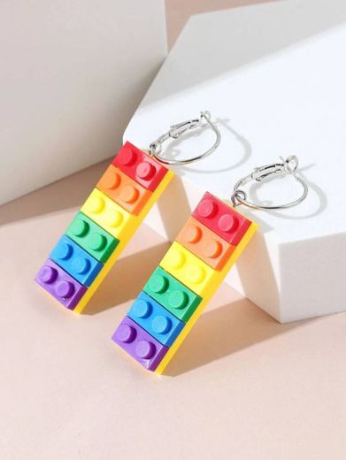 Brincos de lego colorido