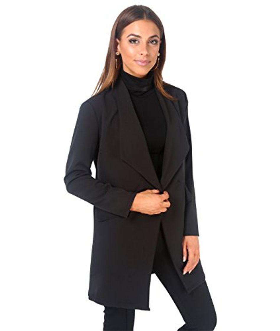 Moda KRISP Blazer Mujer Largo Boyfriend Chaqueta Larga Elegante Talla Grande Boda,