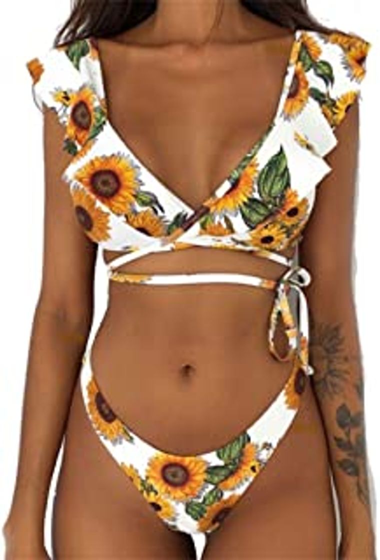 Moda CheChury Bikini Mujer Conjuntos Brasileño Sexy Tanga Mujer Playa Ropa de Baño Traje de Baño Sexy Bañador de Baño Tops y Braguitas 2 Piezas Verano