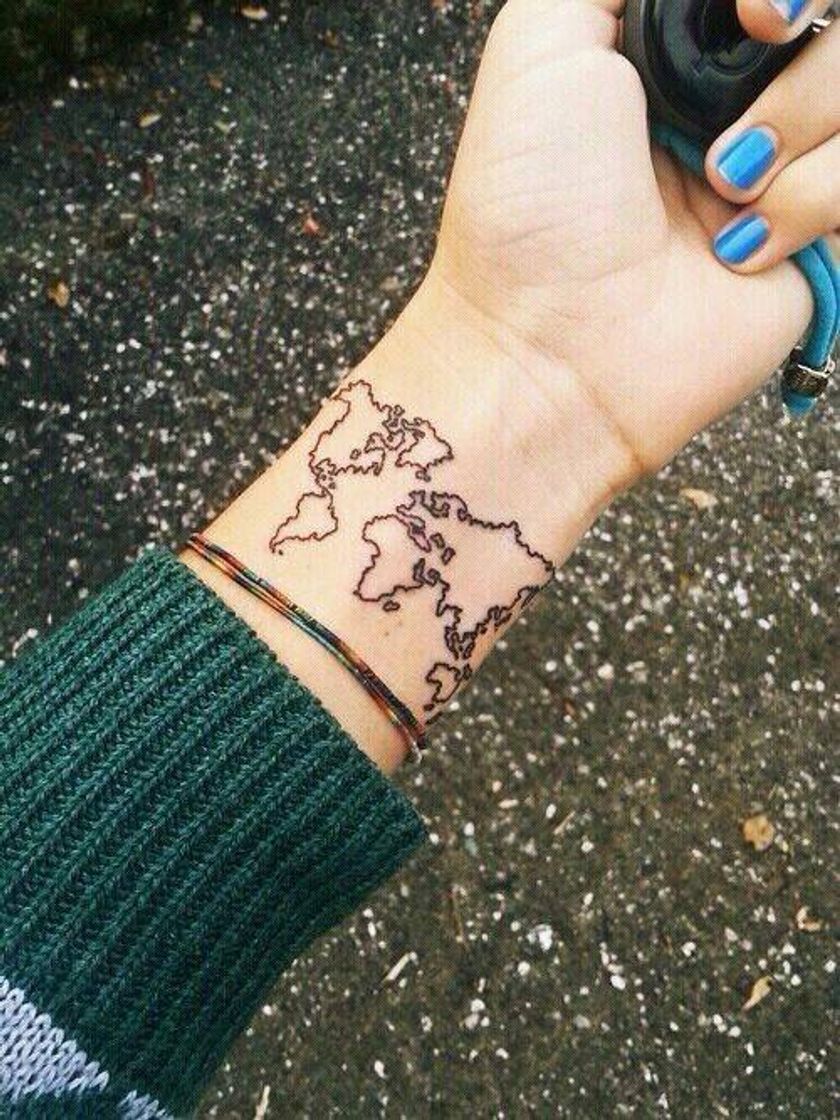 Fashion tatuagem mapa mundi.