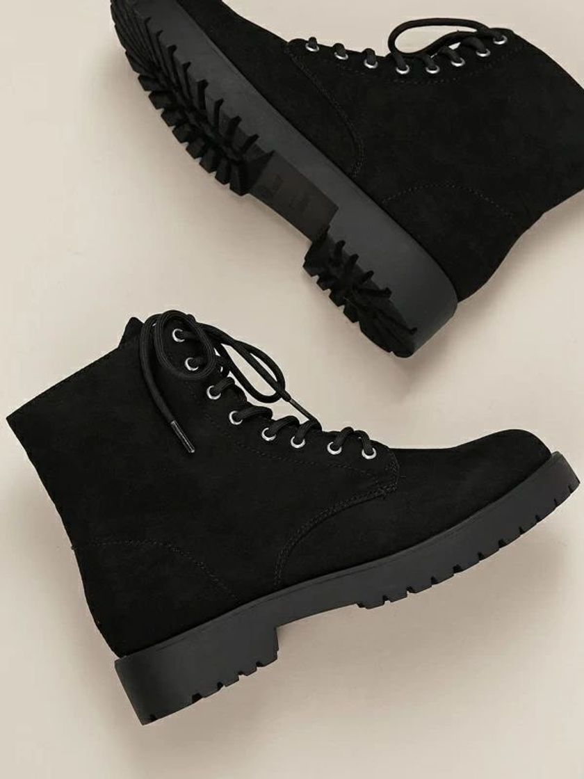 Moda Faux Suede Lace Up Military Boots