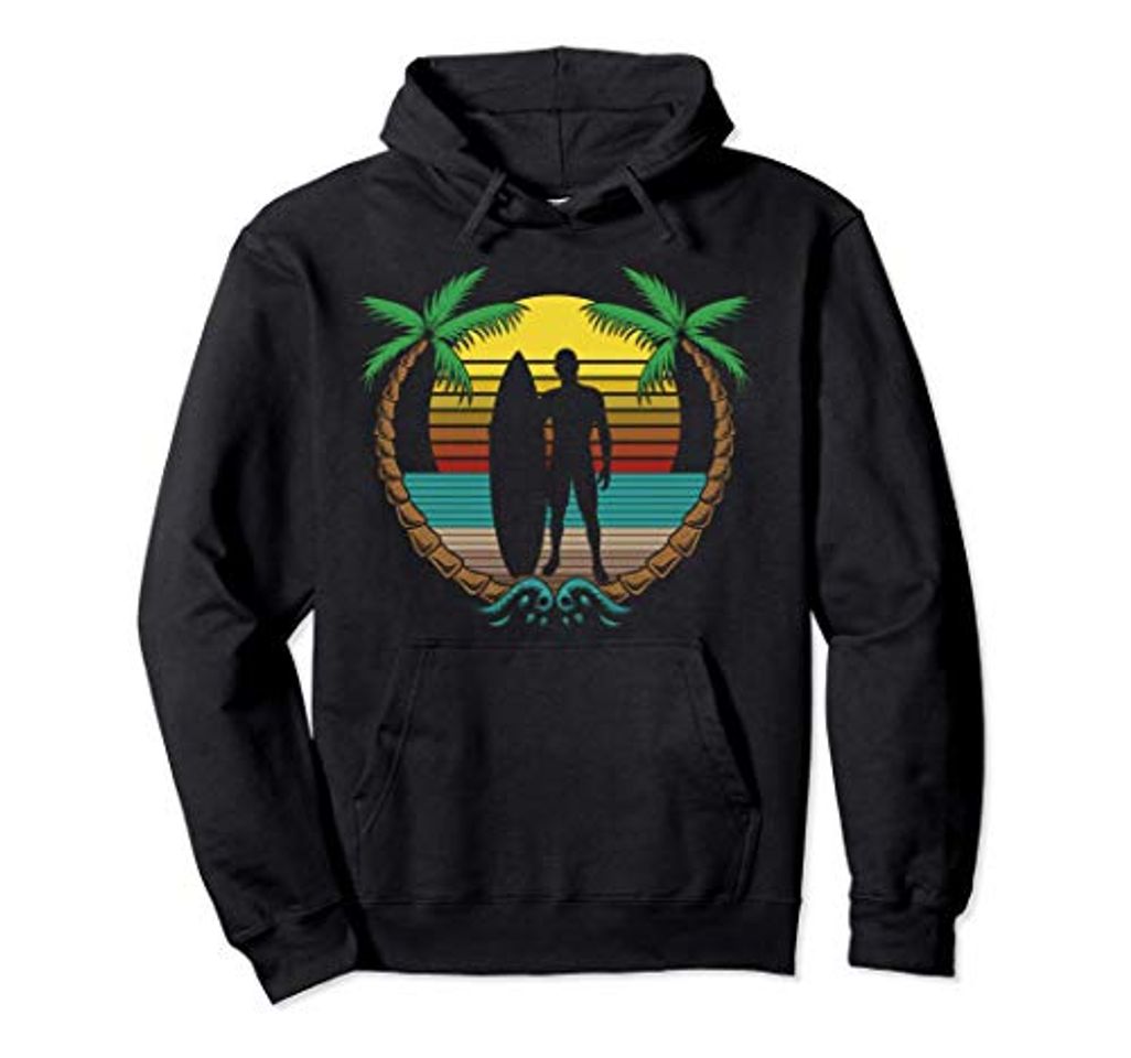 Social Surfista estilo playa retro clásico de los 80 Sudadera con Capucha