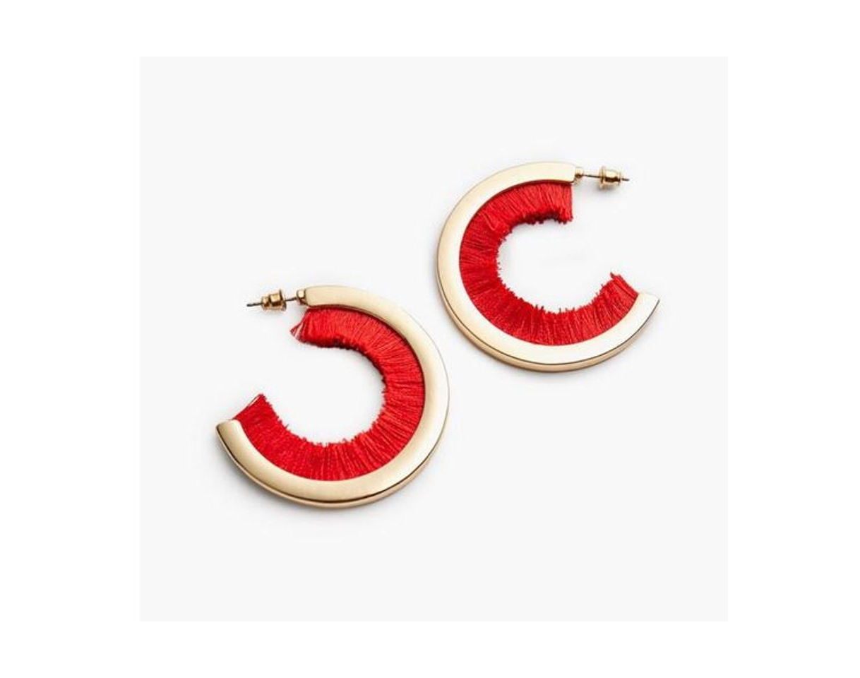 Fashion Pendientes Aros con flecos rojos