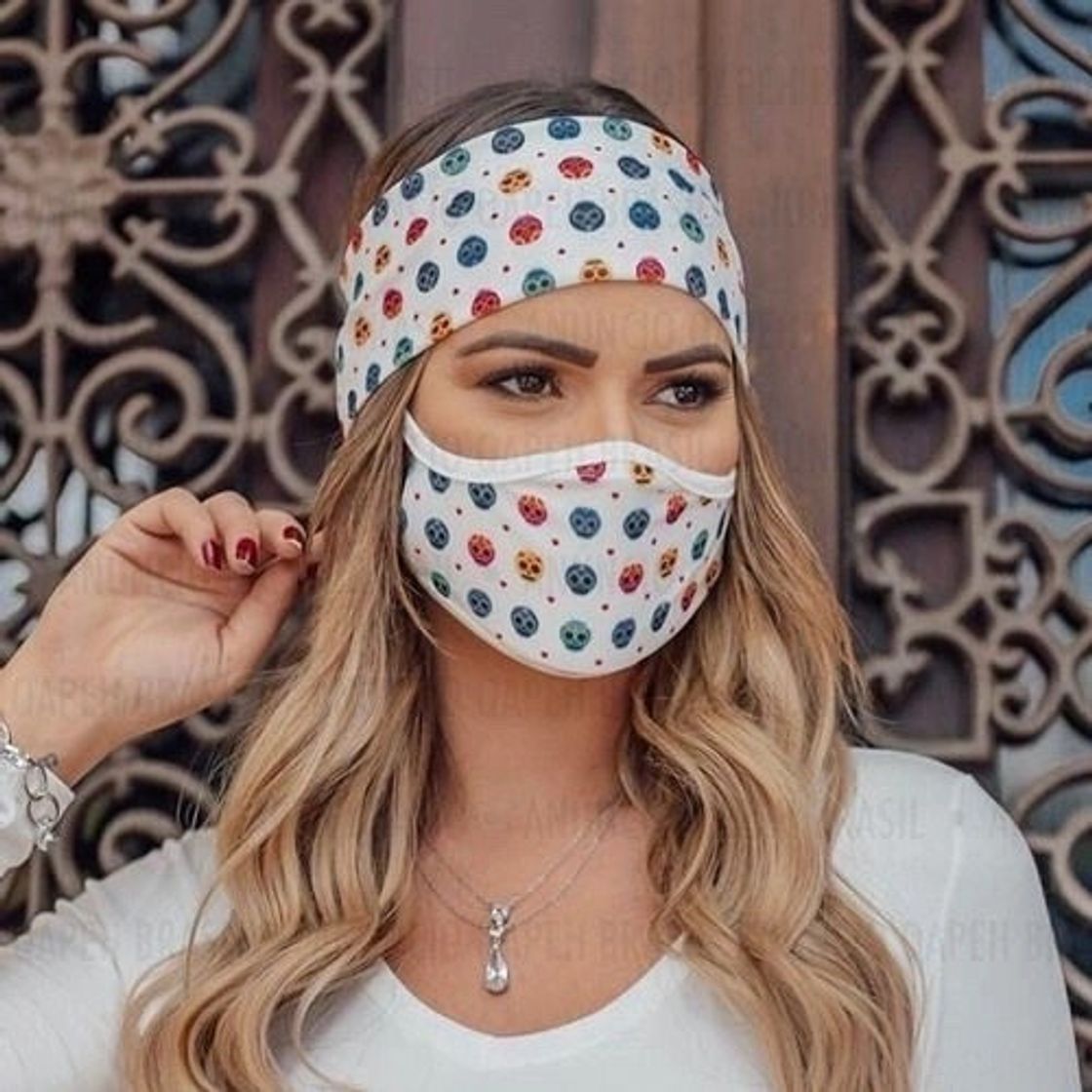 Moda Máscara facial personalizada, com faixa