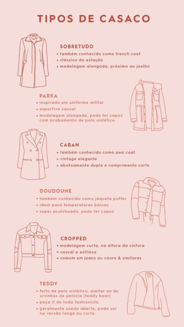 Fashion Os tipos de casacos 