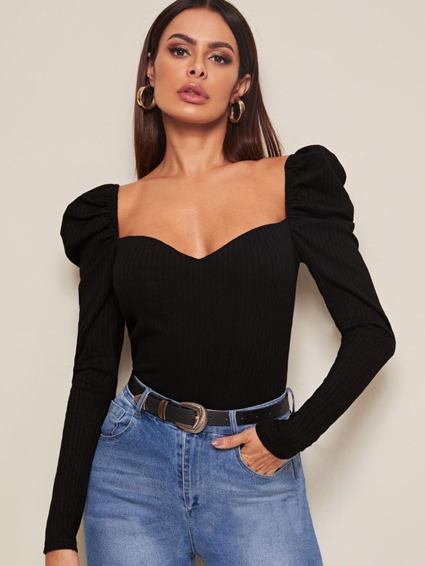 Moda Blusa com manga de renda