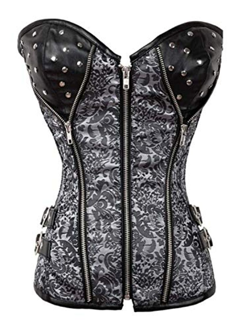 Fashion HX fashion Mujeres Steampunk Frente De Corset Top Cuero Bustier Moda Tamaños