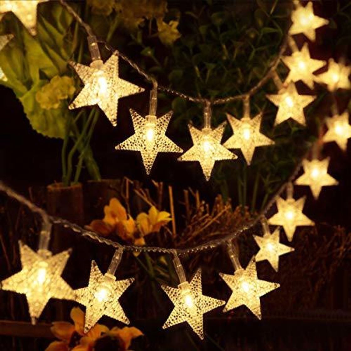 Elemento de la categoría hogar HOMVAN Luces de Estrellas 50 LED Estrellas 7.5M Baterías Powered Decorativo Blancas