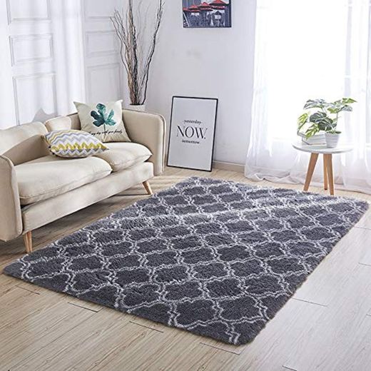 Eleoption Alfombra de terciopelo lanudo, antideslizante, alfombra de interior, suave y cómoda,