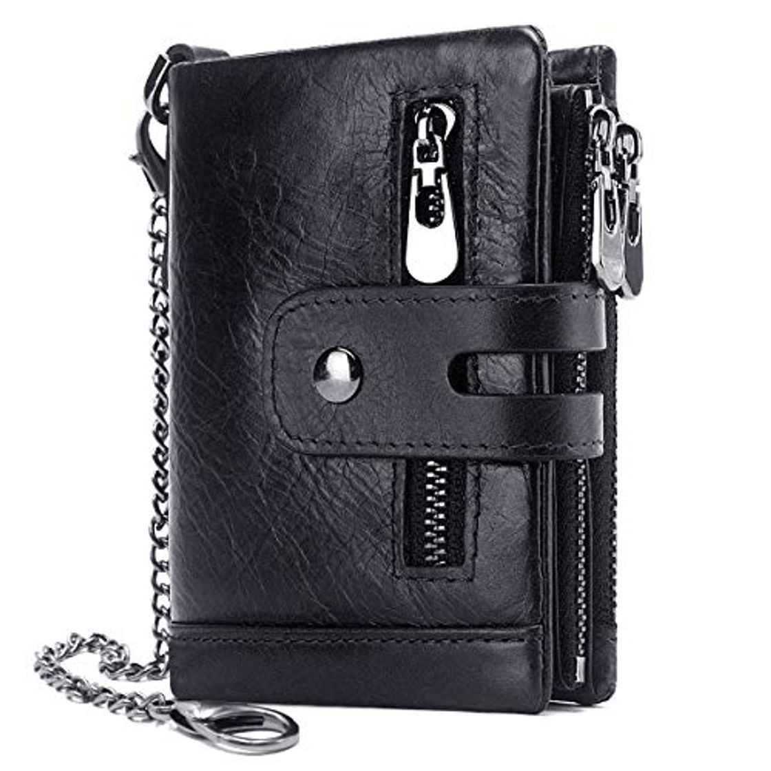 Moda Cartera Hombre Monedero de Cuero con RFID Bloqueo Billetera Piel Hombre y