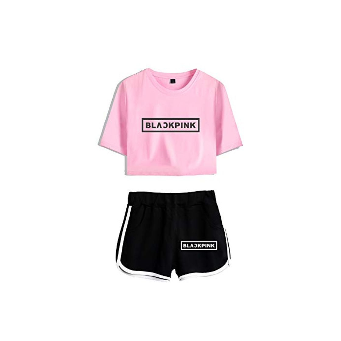 Moda Blackpink KPOP Ropa JISOO Lisa Rose Jennie Camiseta Set Expuestos Pantalones Cortos