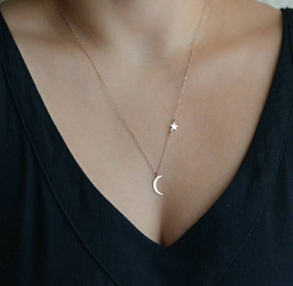 Social Colar Joia Estrela da moda e lua crescente elegante pingente