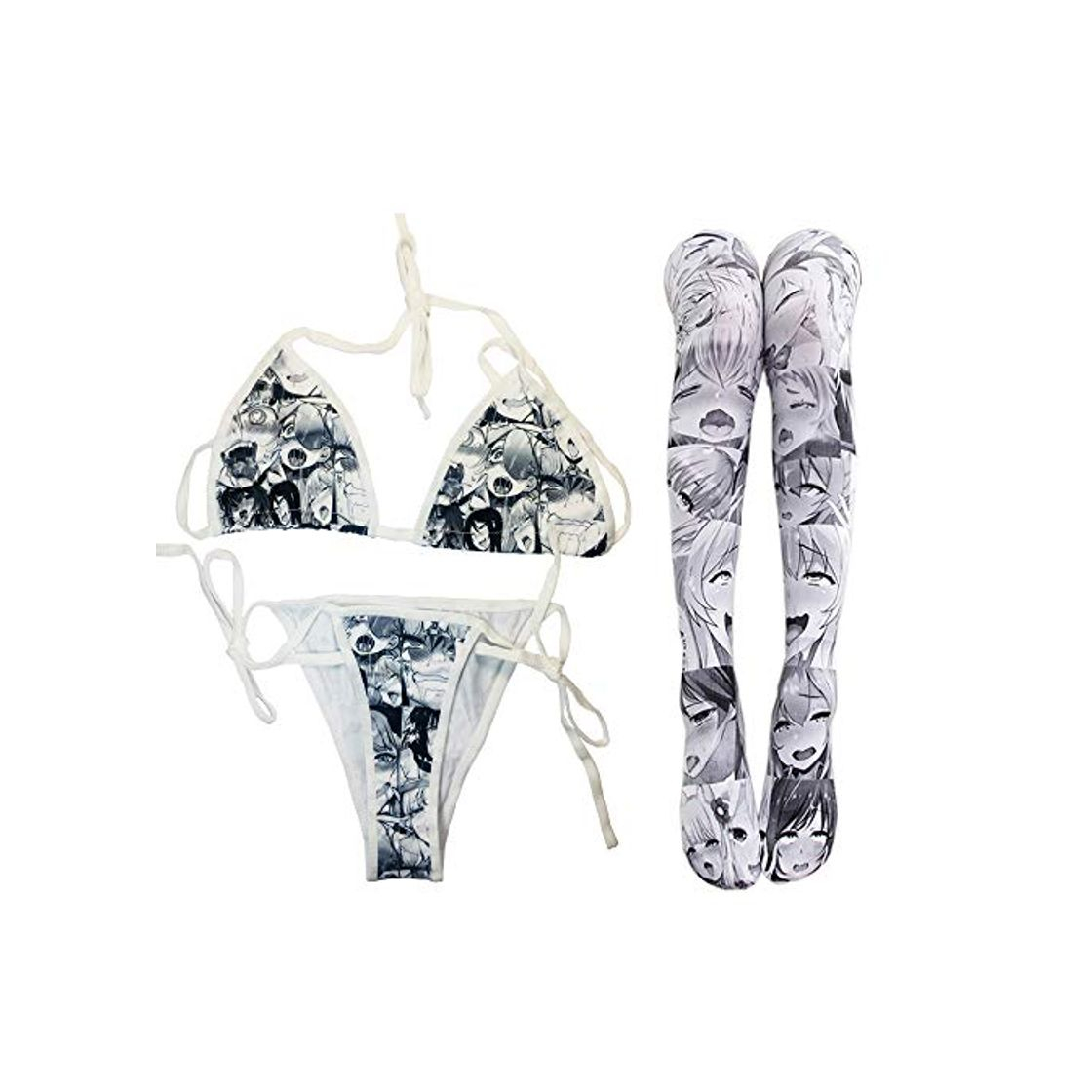 Social Lindo Micro Bikini Japonés Anime Sujetador y Bragas Conjunto Cosplay Tanga Bikini