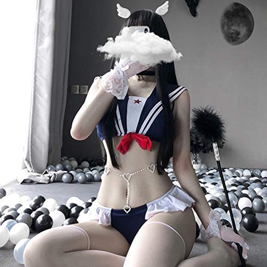 Social YINSHENG Japón Ropa Interior Sexy Caliente Perspectiva erótica Disfraz de Cosplay Traje de Rejilla Kawaii Pijama de Enagua Ropa Interior Sexy Chica erótica Ropa Interior de Rejilla Abierta Traje
