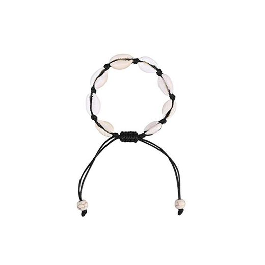 Amosfun Pulsera Moldeada Hecha a Mano Pulsera de Concha Tejida encantos de