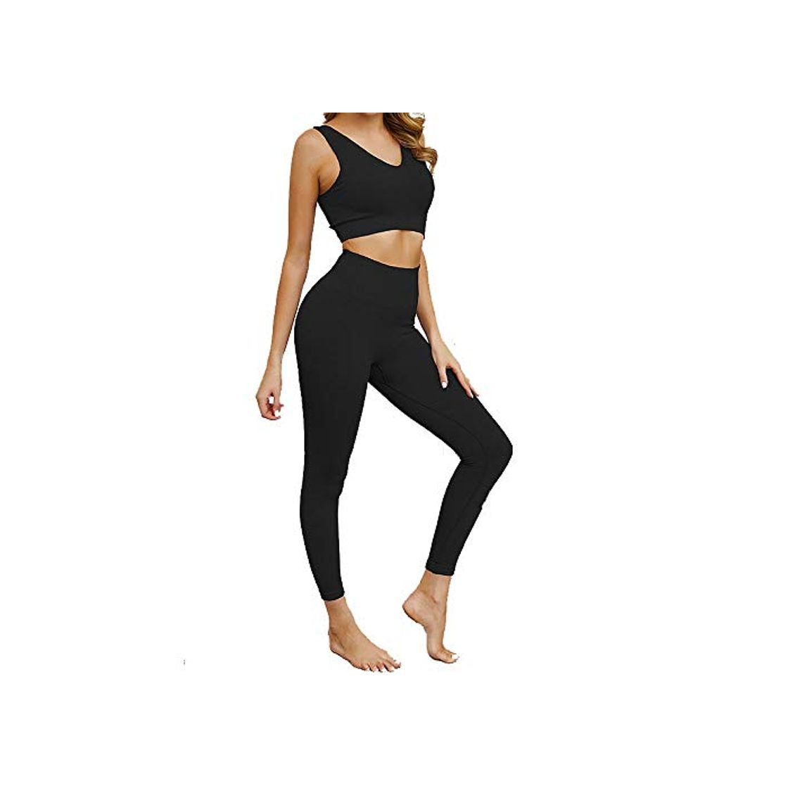 Fashion Mujer Conjunto Ropa Fitness Deportiva, Entrenamiento de las mujeres 2PCS transparente set