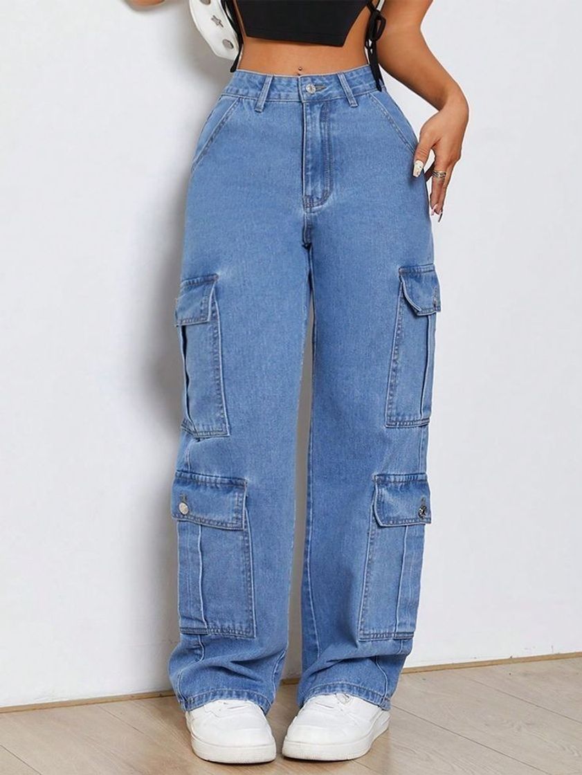 Fashion Calça jeans azul lavada 🛍️