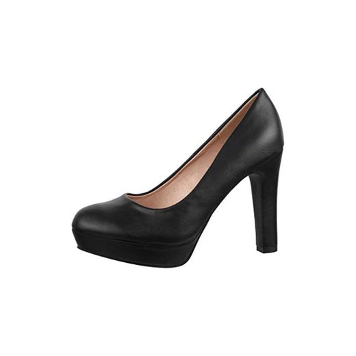 Elara Jumex Zapato de Tacón Alto para Mujer Plataforma Chunkyrayan E22321-Schwarz-38