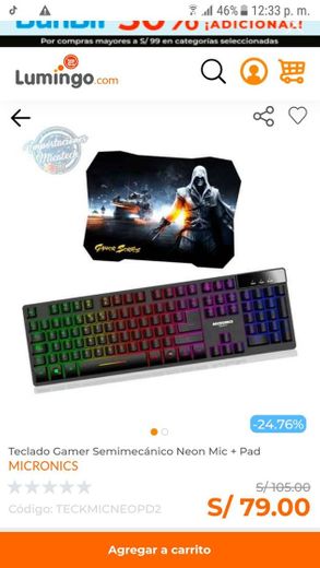 Compra online Teclado Gamer Semimecánico Neon Mic